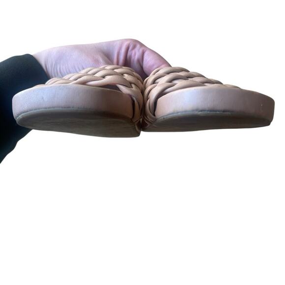 The Odells Braided Woven Tan Leather Slides Sandal 9 Los Angeles Rubber Outsole - Picture 4 of 9